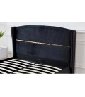 Lit-coffre complet avec sommier relevable 180x200cm velours noir et doré Tristan - 