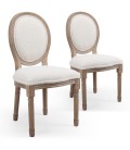 Lot de 2 chaises médaillon tissu bouclette crème Turin - 