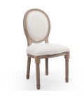 Lot de 2 chaises médaillon tissu bouclette crème Turin - 