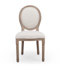 Lot de 2 chaises médaillon tissu bouclette crème Turin - 