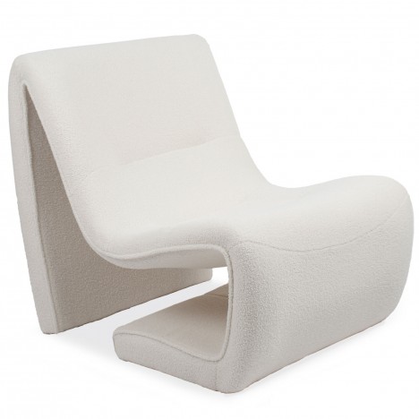 Fauteuil design tissu bouclette blanc Ulf - 