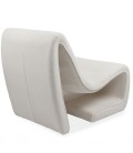 Fauteuil design tissu bouclette blanc Ulf - 