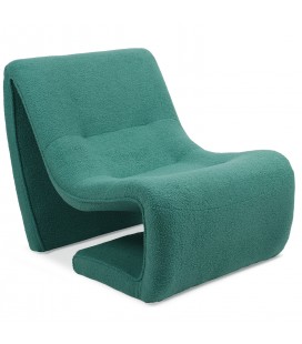 Fauteuil design tissu bouclette vert Ulf