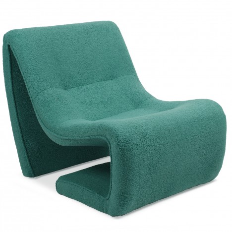 Fauteuil design tissu bouclette vert Ulf - 