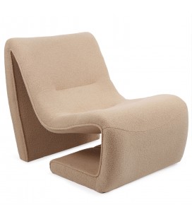 Fauteuil design tissu bouclette taupe clair Ulf