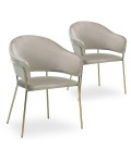 Lot de 2 chaises fauteuils velours taupe Ulrick - 