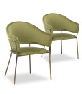 Lot de 2 chaises fauteuils velours kaki Ulrick - 