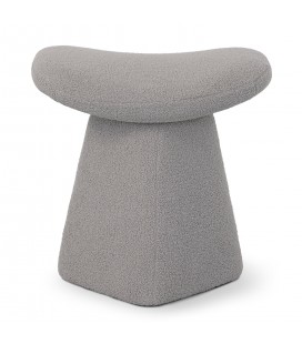 Tabouret design matelassé tissu bouclette gris Valence