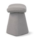 Tabouret design matelassé tissu bouclette gris Valence - 