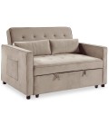 Canapé convertible 2 places velours beige Valentina - 