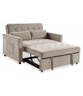 Canapé convertible 2 places velours beige Valentina - 