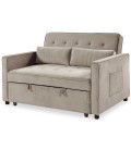 Canapé convertible 2 places velours beige Valentina - 