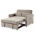 Canapé convertible 2 places velours beige Valentina - 