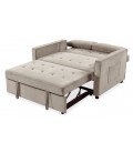 Canapé convertible 2 places velours beige Valentina - 