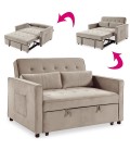 Canapé convertible 2 places velours beige Valentina - 