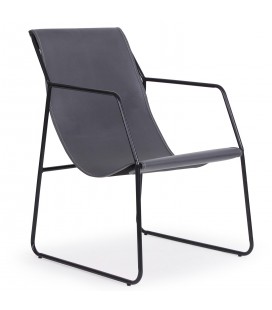 Fauteuil métal noir et simili gris Vancouver