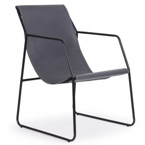 Fauteuil métal noir et simili gris Vancouver - 