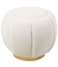 Pouf rond pied doré et tissu bouclette crème Varga - 