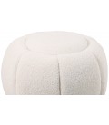 Pouf rond pied doré et tissu bouclette crème Varga - 