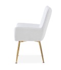 Fauteuil cocooning tissu bouclette blanc et pieds doré Verona - 