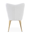 Fauteuil cocooning tissu bouclette blanc et pieds doré Verona - 