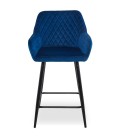 Lot de 2 chaises de bar velours bleu Veronika - 