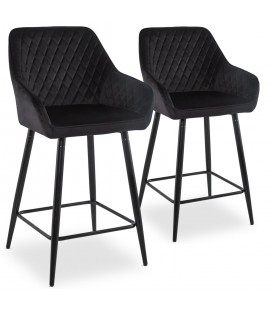 Lot de 2 chaises de bar velours noir Veronika