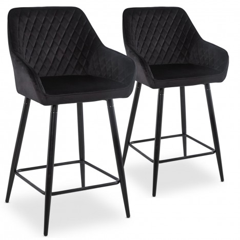 Lot de 2 chaises de bar velours noir Veronika - 