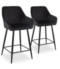 Lot de 2 chaises de bar velours noir Veronika - 