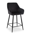 Lot de 2 chaises de bar velours noir Veronika - 