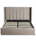 Lit double avec sommier relevable 140x190cm velours taupe Vienna - 