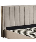 Lit double avec sommier relevable 140x190cm velours taupe Vienna - 