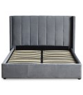 Lit double avec sommier relevable 140x190cm velours gris Vienna - 