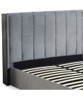 Lit double avec sommier relevable 140x190cm velours gris Vienna - 