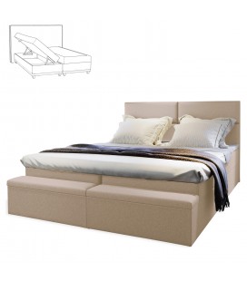 Lit coffre boxspring 140cm tissu beige Venice