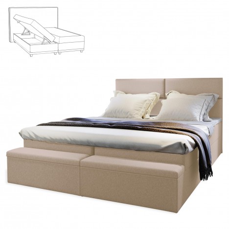 Lit boxspring 140cm tissu beige Venice - 