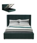 Lit double avec sommier relevable 140x190cm velours vert Vienna - 