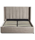 Lit double avec sommier relevable 160x200cm velours taupe Vienna - 