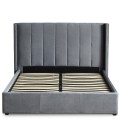 Lit double avec sommier relevable 160x200cm velours gris Vienna - 