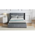 Lit double avec sommier relevable 160x200cm velours gris Vienna - 