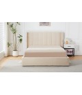 Lit double avec sommier relevable 160x200cm tissu bouclette crème Vienna - 