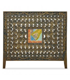 Tête de lit 160cm bois bronze motifs fleurs Violetta