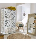 Armoire sculptée style oriental l87xh160cm bois blanc Vittoria - 