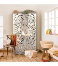 Armoire sculptée style oriental l87xh160cm bois blanc Vittoria - 