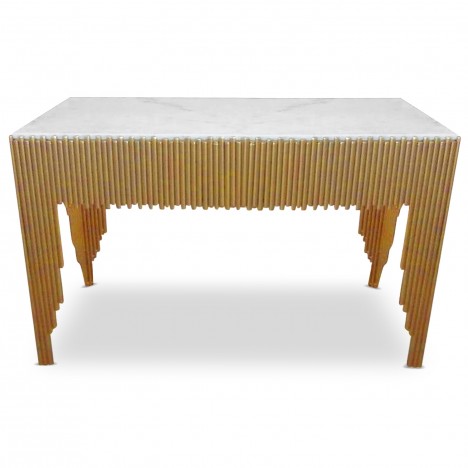 Console design marbre blanc pieds doré Warsaw - 