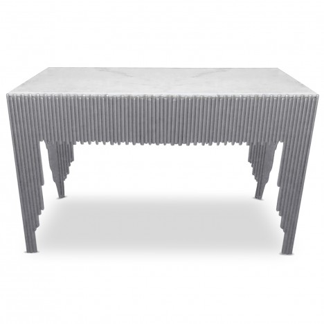 Console design marbre blanc pieds argenté Warsaw - 