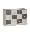 Commode 12 tiroirs bois gris et blanc 120cm Washington - 