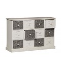 Commode 12 tiroirs bois gris et blanc 120cm Washington - 