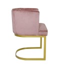 Chaise fauteuil velours rose pieds doré Wellington - 