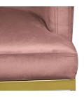 Chaise fauteuil velours rose pieds doré Wellington - 